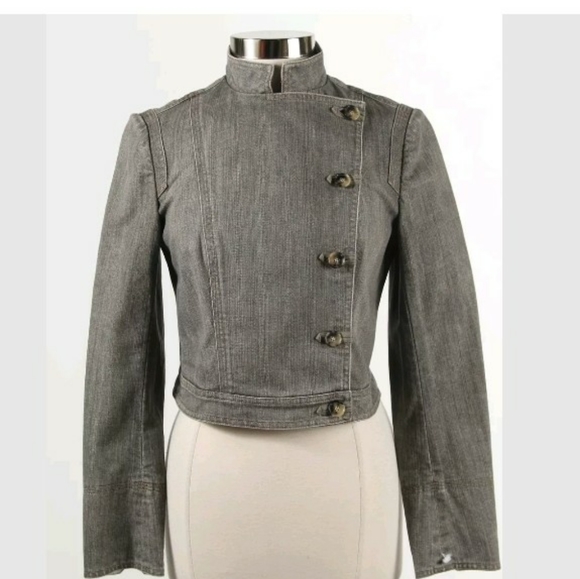 SALE⚡️NWOT Theory Maddox Crop Denim Jacket Sz L - Picture 2 of 10